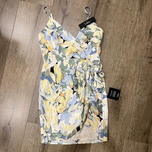 Lulus Floral Faux Wrap Mini Dress